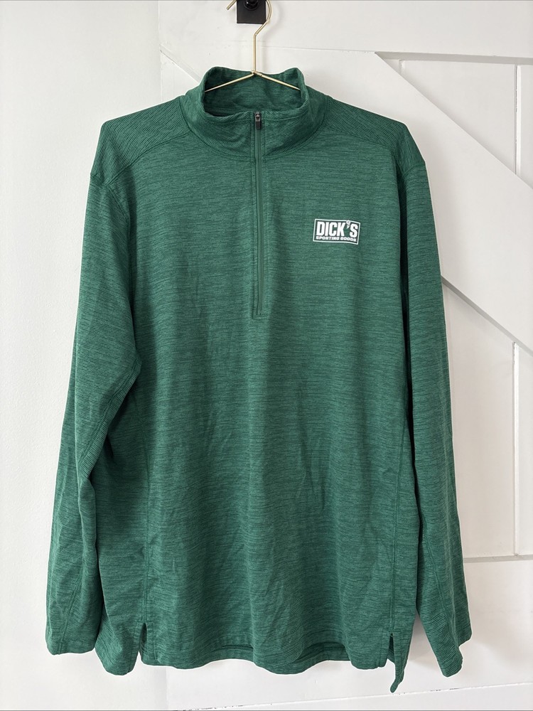 DSG Men’s Quarter 1/4 Zip Pullover Long Sleeve Shirt Size Large Green Stretch