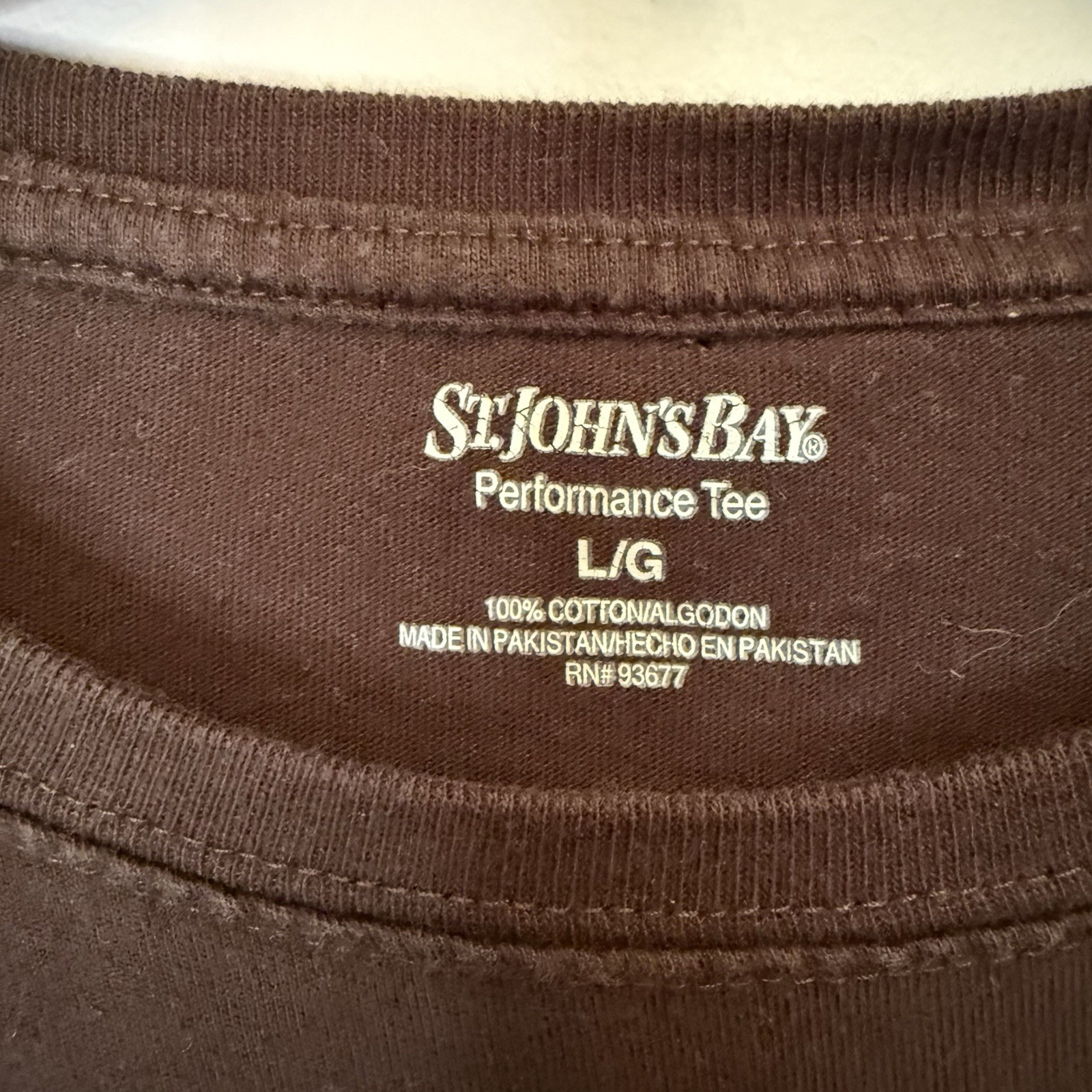 St Johns Bay Shirt Mens Large Short Sleeve Pullover Cotton Brown Casual gallery