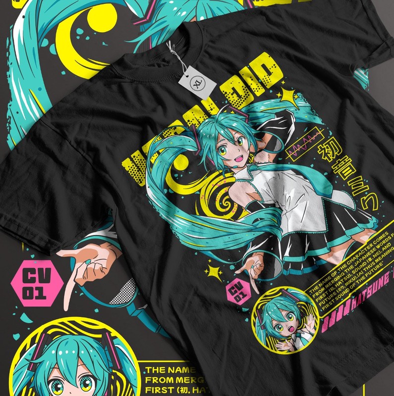 Hatsune Miku T-Shirt Anime Girl Kawaii Project Diva Vocaloid Gift Shirt All Size