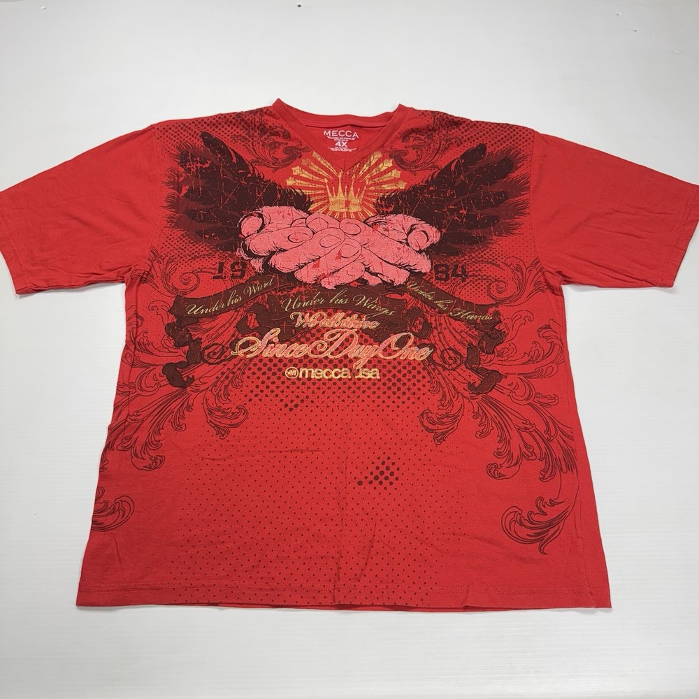 Mecca Y2K Under His Wings Punk Logo Mens T-Shirt 4XL Red Grunge Streetwear