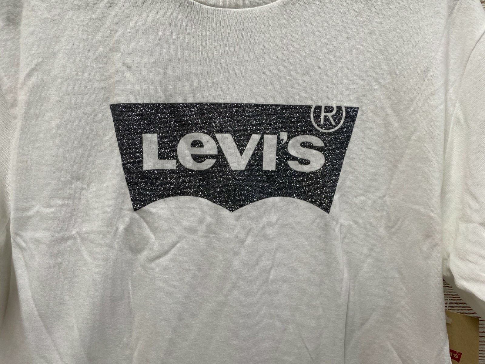 Levi's T Shirt Mens Size Medium Silver Glitter Batwig Slim Fit T Shirt New gallery