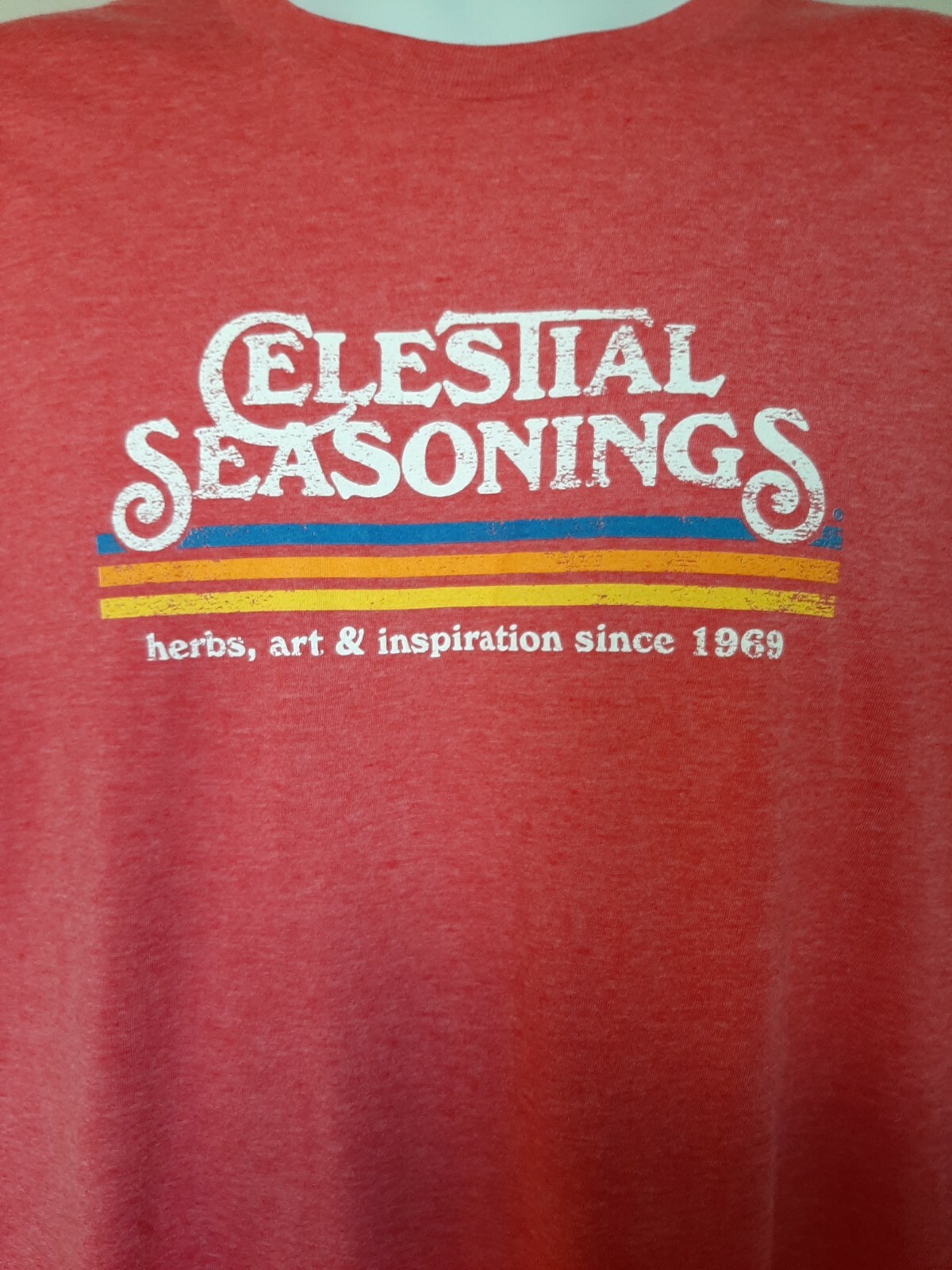 CELESTIAL SEASONINGS TEA "Retro Style" Red Stripe T-Shirt, New with Tags gallery