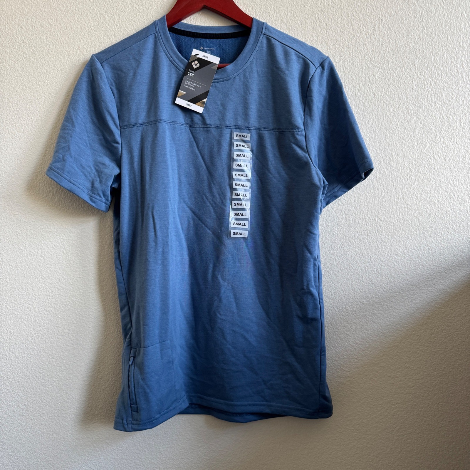 Members Mark Luxe Tee Mens Small Blue Moonlight Short Sleeve Media Pocket C21102 gallery