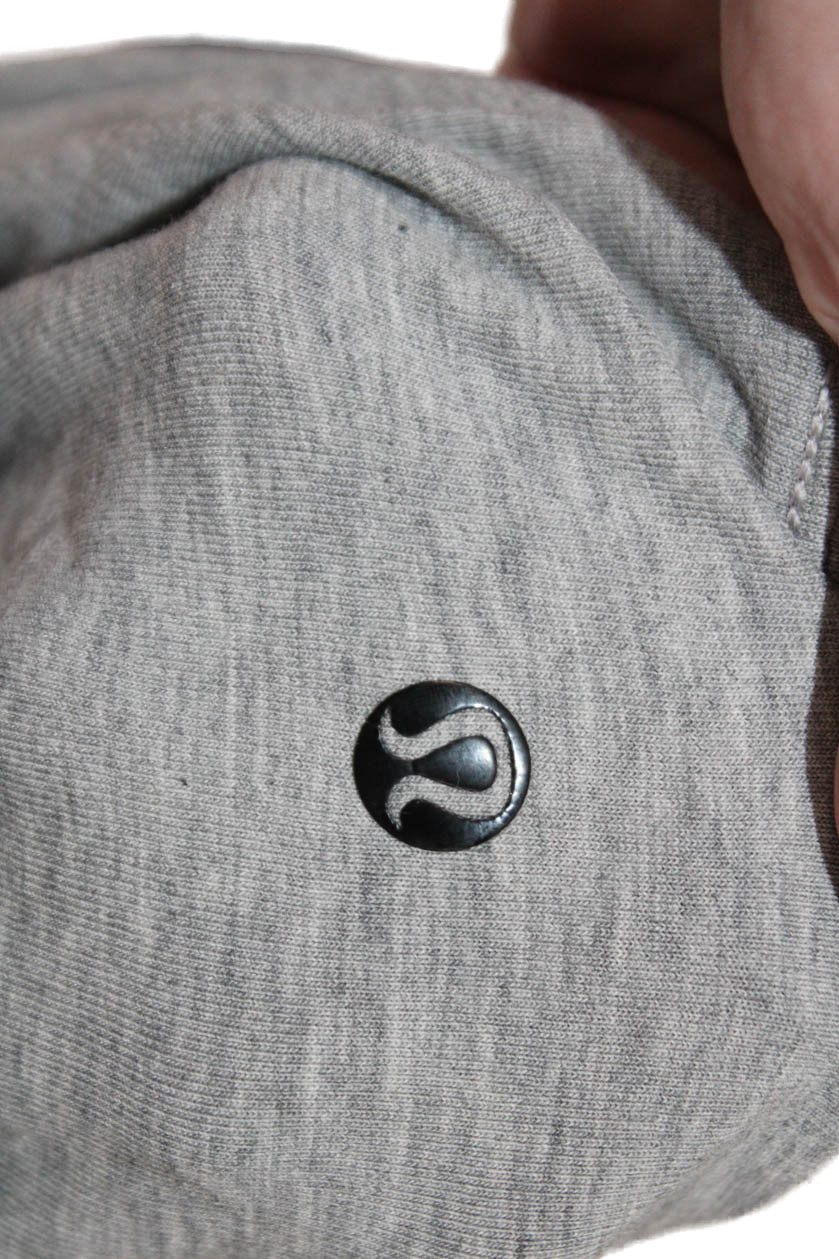 Lululemon Mens Striped Gray Crew Neck Short Sleeve T-Shirt Nylon Blend Size S gallery