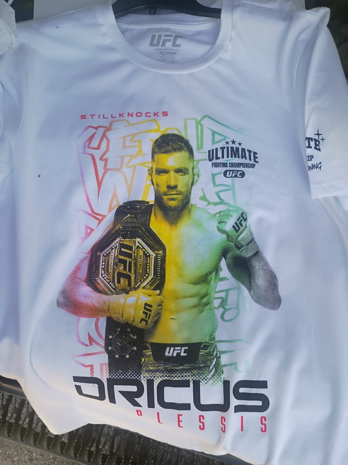 UFC Dricus Du Plessis Graphic T Shirt XL White Tee champion gallery