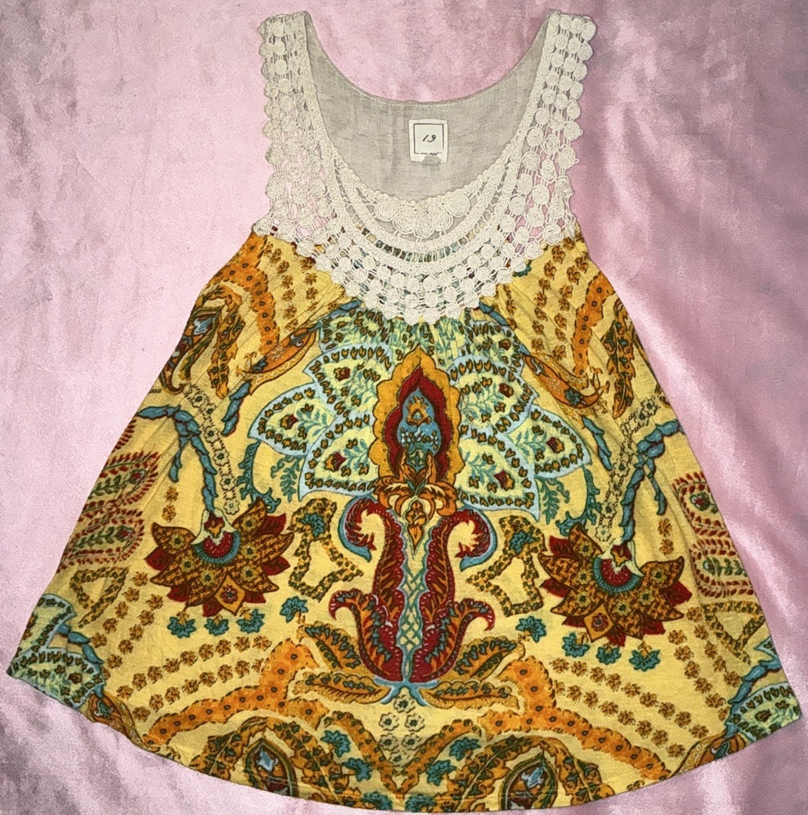 I.9 one apt Mixed Media Sleeveless Swing Tank Top Tunic Size P