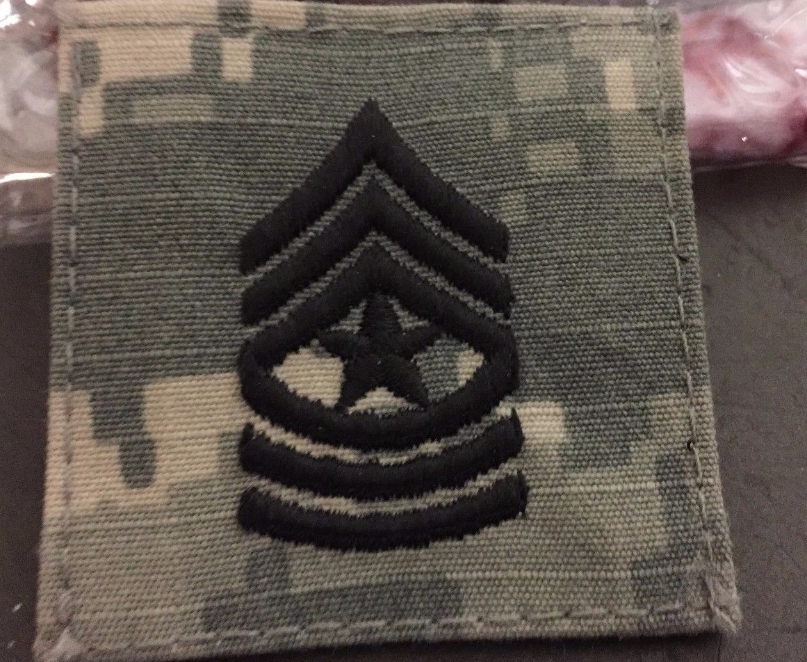 US Army ACU Rank E-9 Sergeant Major with Hook & Loop Backing