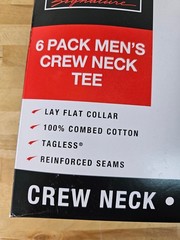 L / LARGE – WHITE – 6 PACK – Kirkland Signature Men’s Cotton Crew Neck T-Shirts