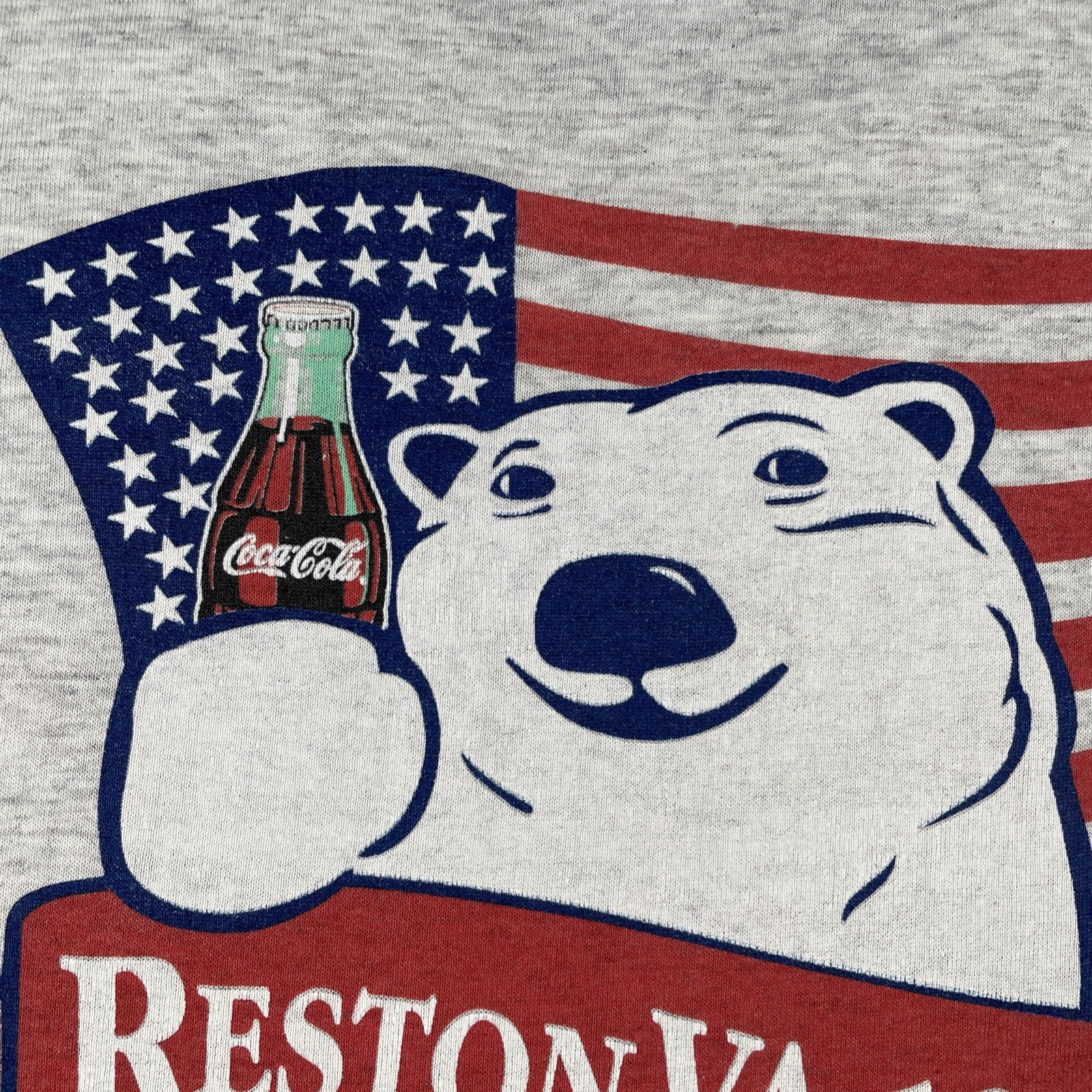 Vtg Hanes L Gray Shirt 90s Reston Virginia Coca Cola Collectors Club Polar Bear gallery