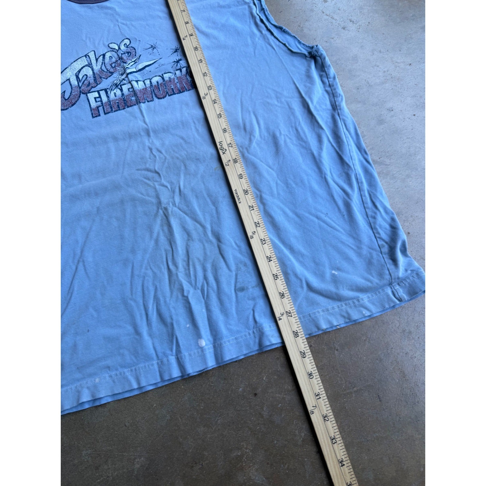 Old Navy Jakes Fireworks Vintage Y2K Ringer Tank Top Blue Distressed Mens XL gallery