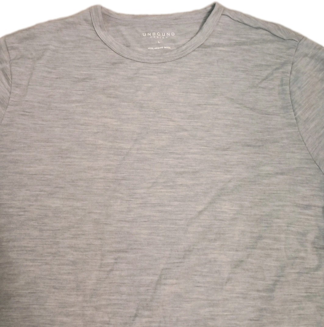 Unbound Merino T-shirt 100% Merino Wool Grey Heather Mens Size L