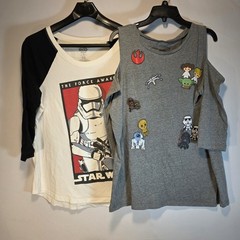 2 SHIRT BUNDLE!! Star Wars Cold Shoulder XXL AND Star Wars ¾ Sleeve Shirt 2X