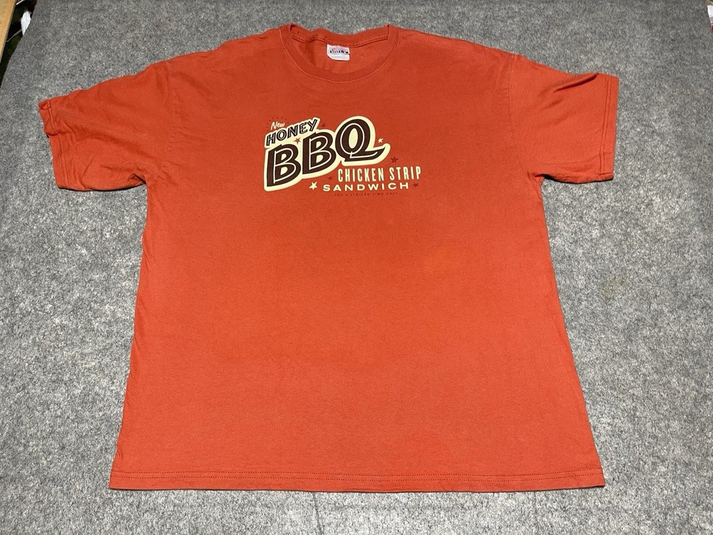 Burnt Orange Whataburger honey BBQ Chicken Strip Sandwhich EMPLOYEE VTG XL Shirt