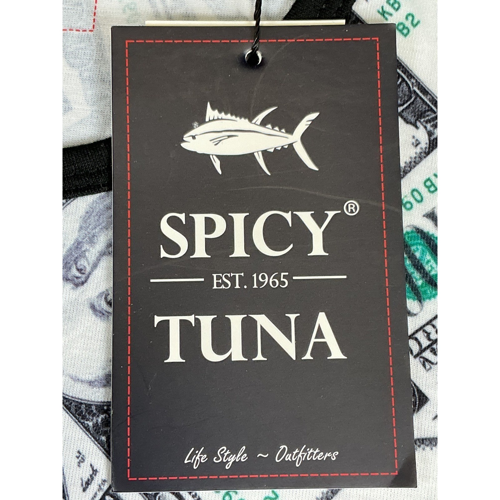 Spicy Tuna Tank Top Money Print Dollar Bills Graphic Mens XL NWT gallery
