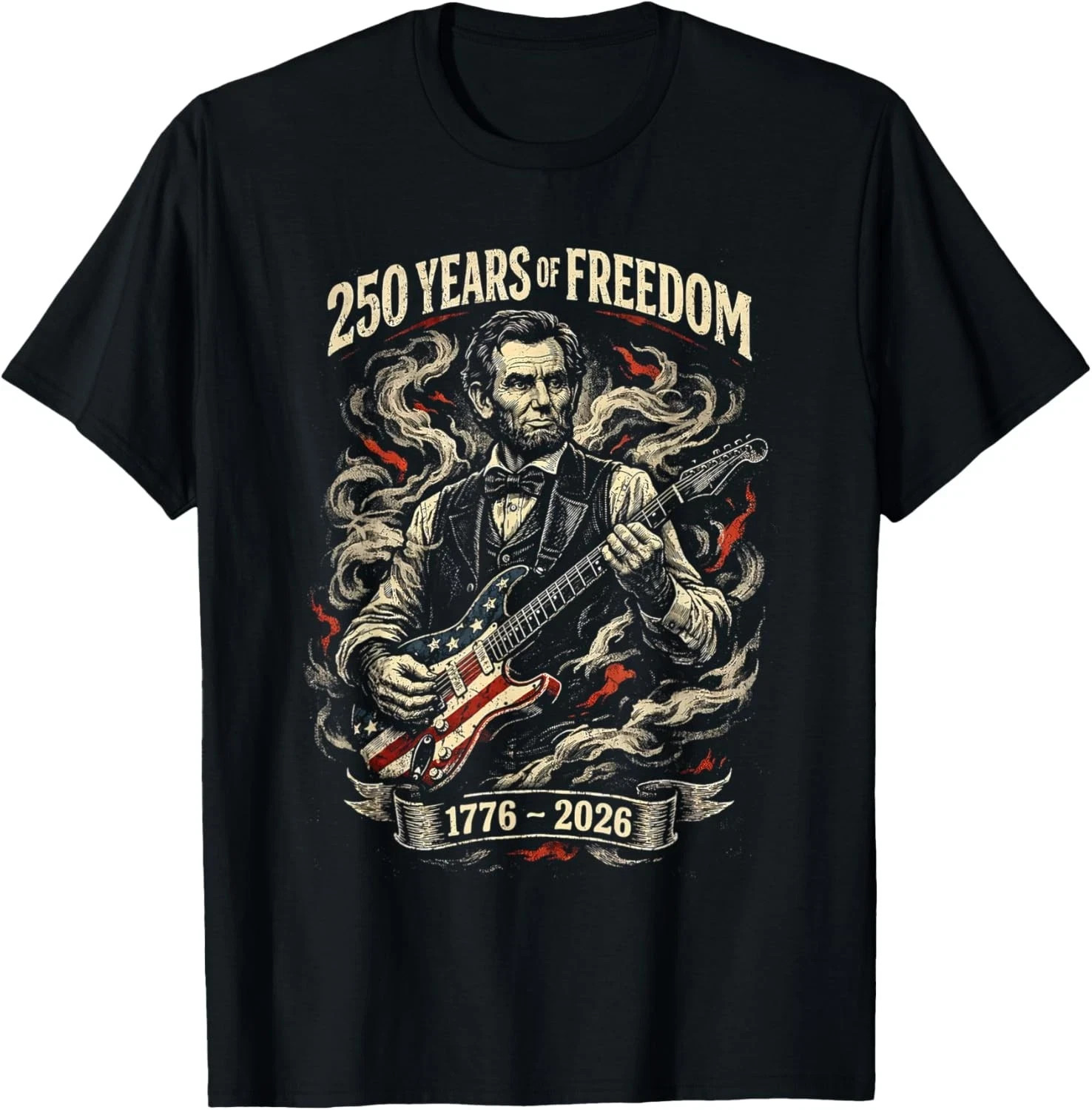 250 Years of Freedom 1776-2026 Guitar Patriot Retro Unisex Graphic T-Shirt
