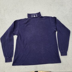 Mandal Bay Shirt Mens XL Blue Turtleneck Lighthouses Embroidery