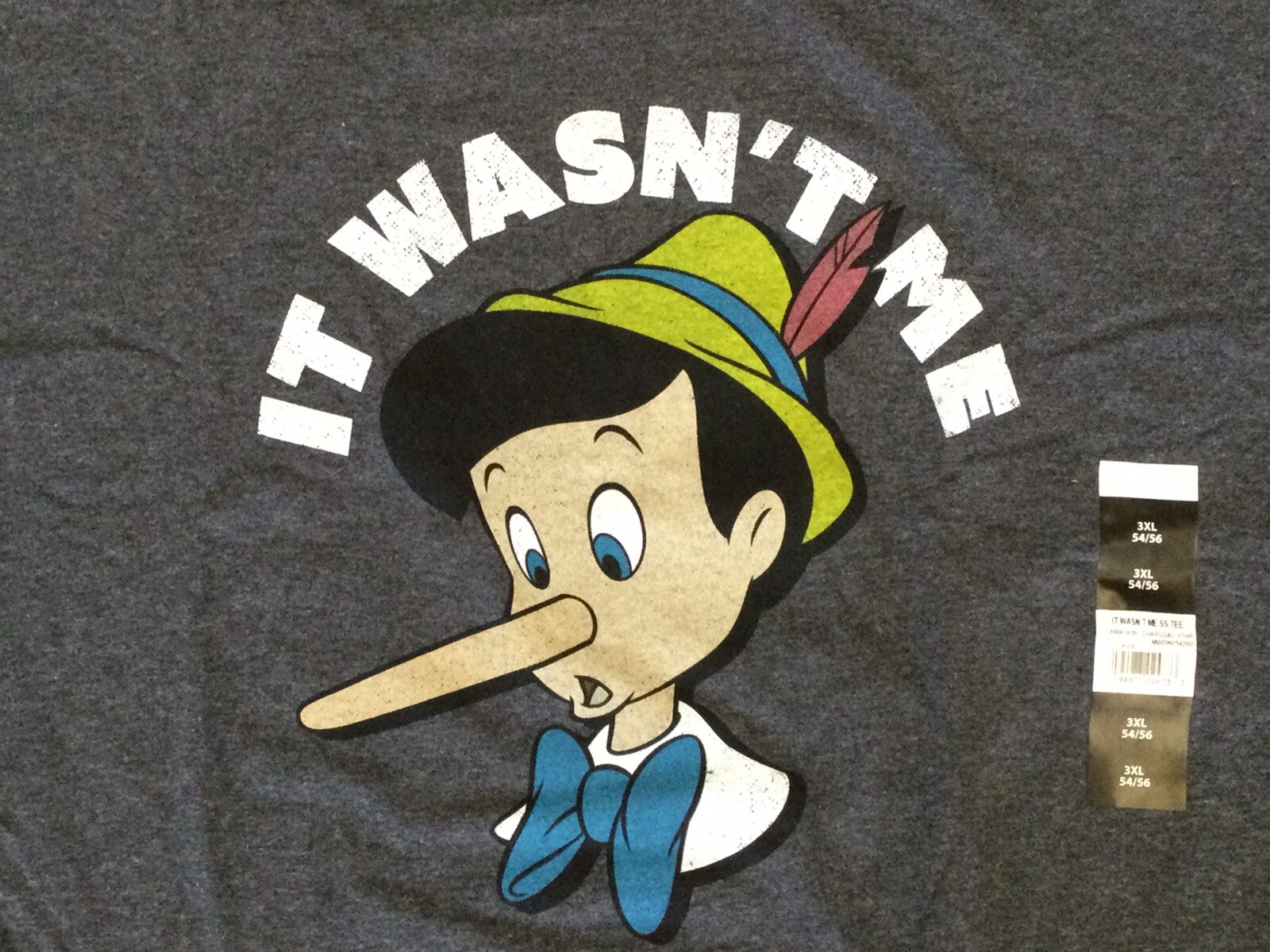 New Disney Pinocchio it Wasnt Me Men’s Gray Tee T-shirt Shirt Sz 3XL (54-56) gallery