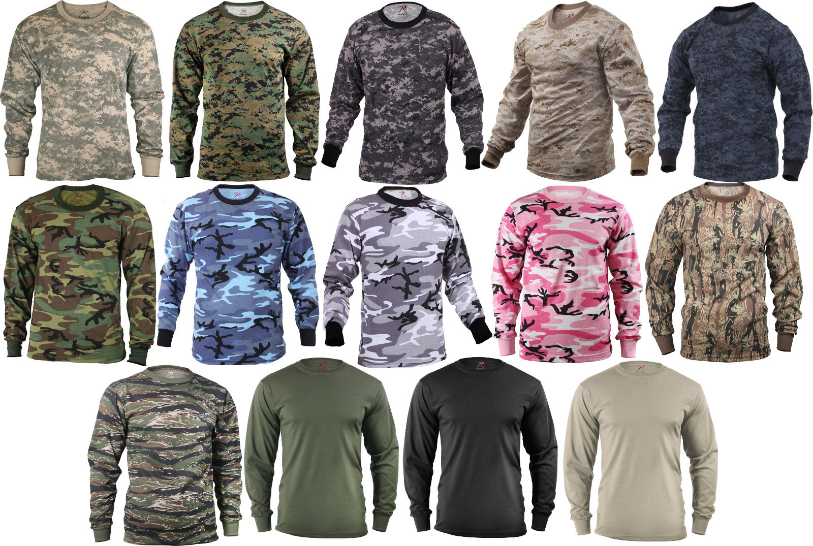 Camo Long Sleeve T-Shirt Tactical Military Crew Tee Undershirt Army Camouflage gallery