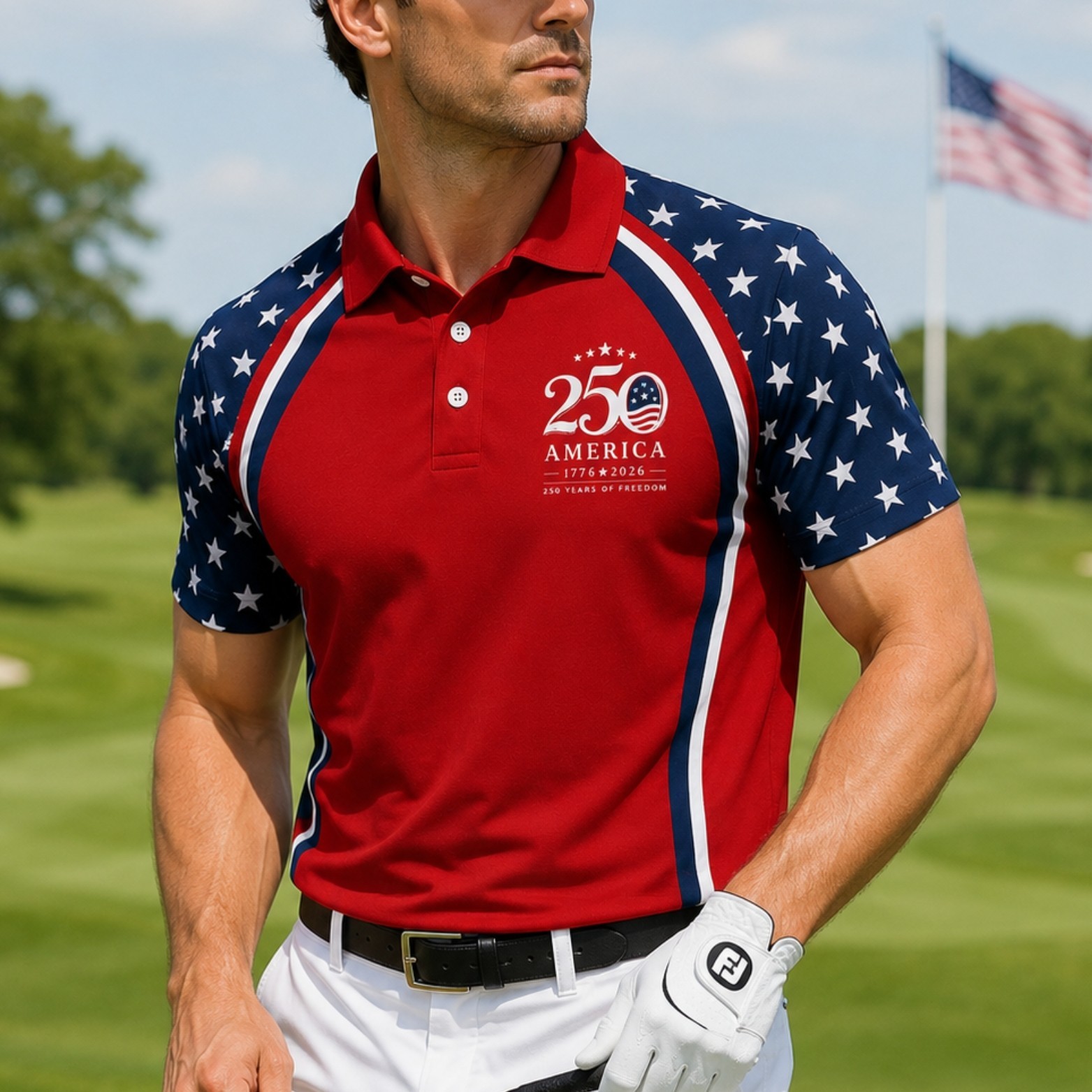 USA 250th Anniversary Golf Polo Shirt 1776-2026 American Flag Patriotic (S-5XL) gallery