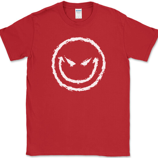 Evil Smiley Face T-Shirt Funny Rebel Biker Humor Sarcastic DJ Club Tee gallery