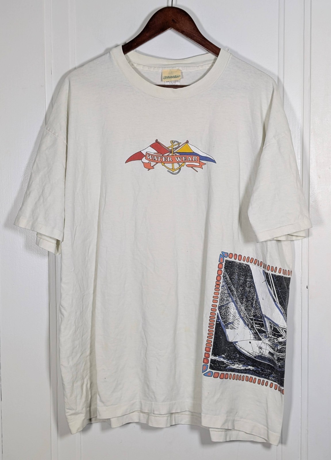 Vintage St. Johns Bay Nautical Sailing Shirt Size XL Single Stitch USA Made 90s