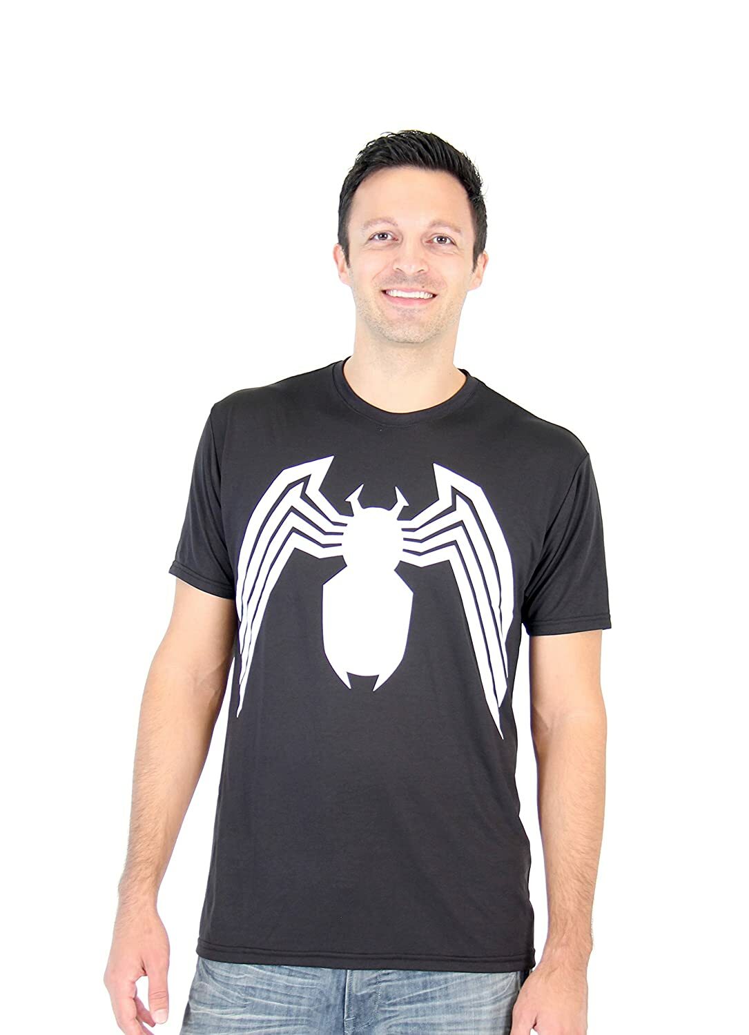 Adult Black Marvel Comics Spider-Man Venom Logo Legs Performance Cosplay T-shirt gallery