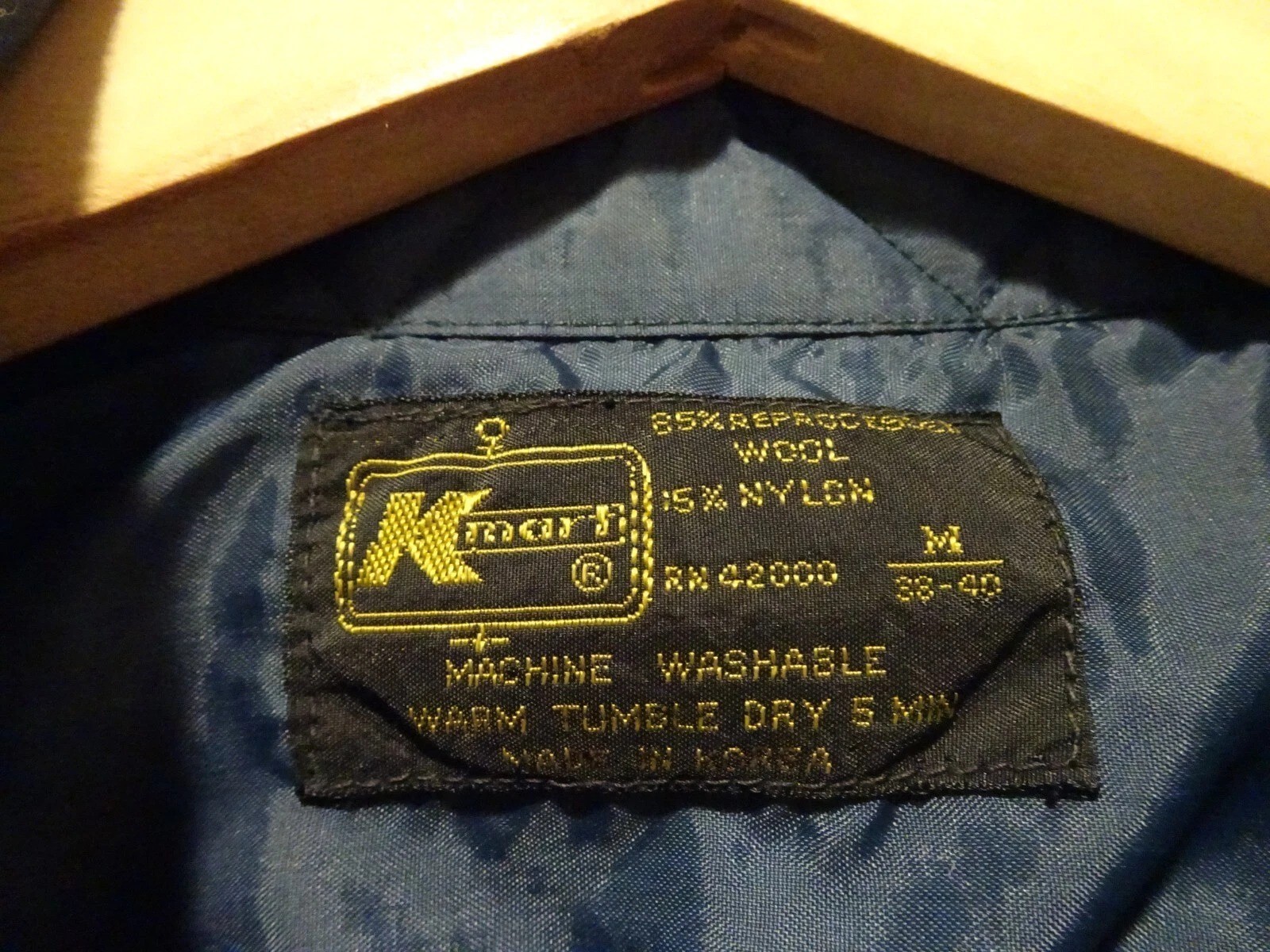 M Vtg 70s Kmart Blue Gray Black Shadow Plaid Wool Nylon Flannel Men's Shirt M gallery