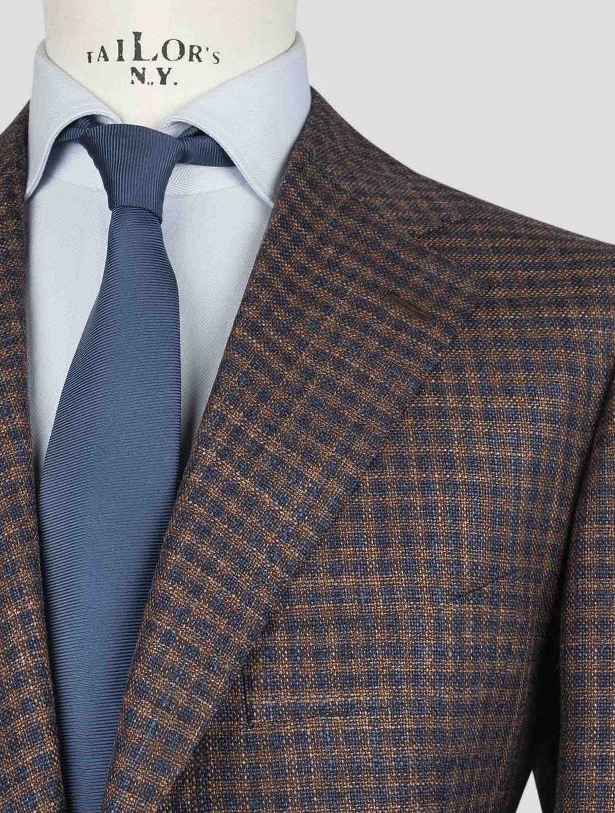 NEW CESARE ATTOLINI BROWN BLUE WOOL SILK BLAZER US 46 - EU 56 CA27 gallery