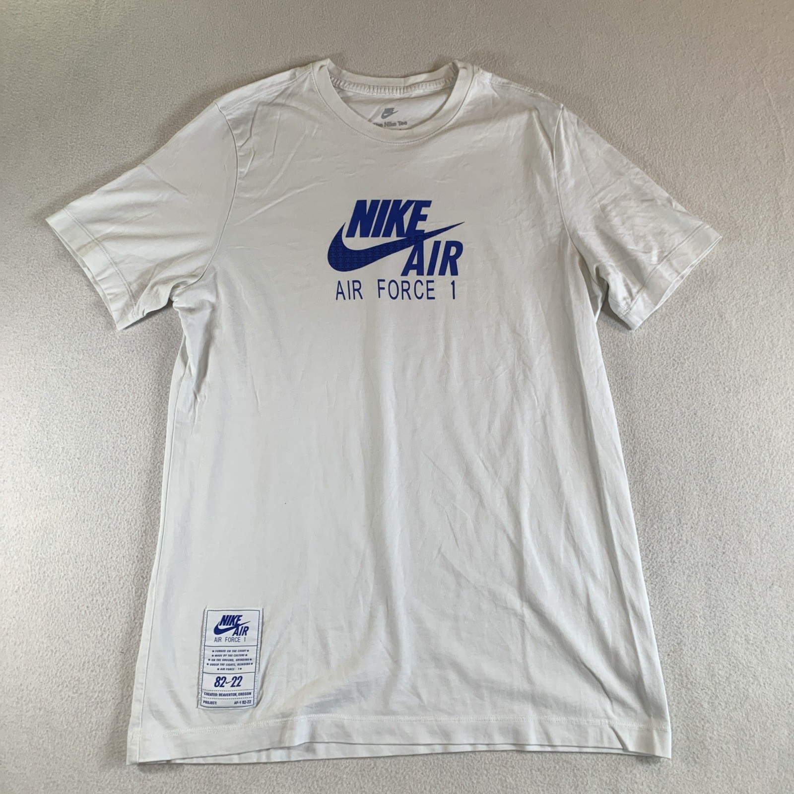 Nike Air Force 1 T Shirt Mens Large White Blue Logo