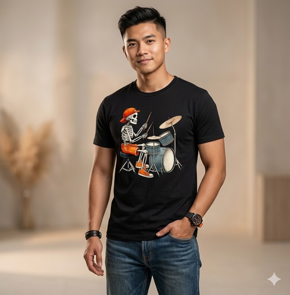 Skeleton Drums Halloween Costume Funny Drummer Men Boys Kids T-Shirt - H027 gallery