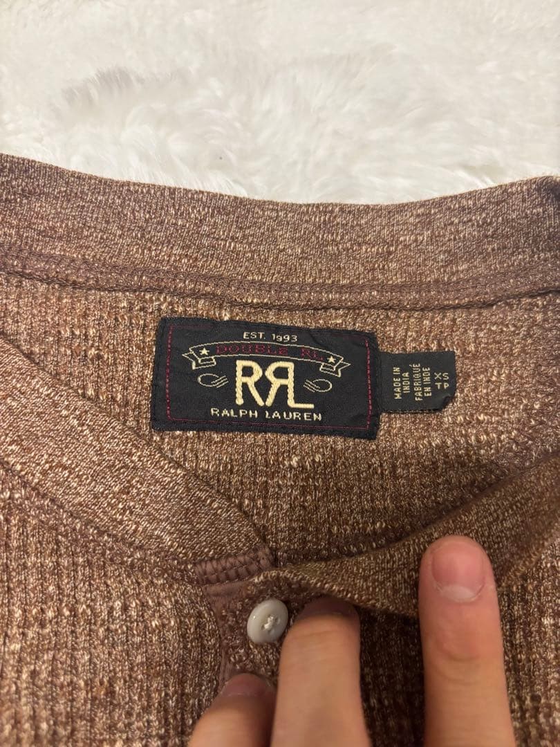 RRL Henley Thermal Shirt XS US Size S Stretchable Black Unisex gallery