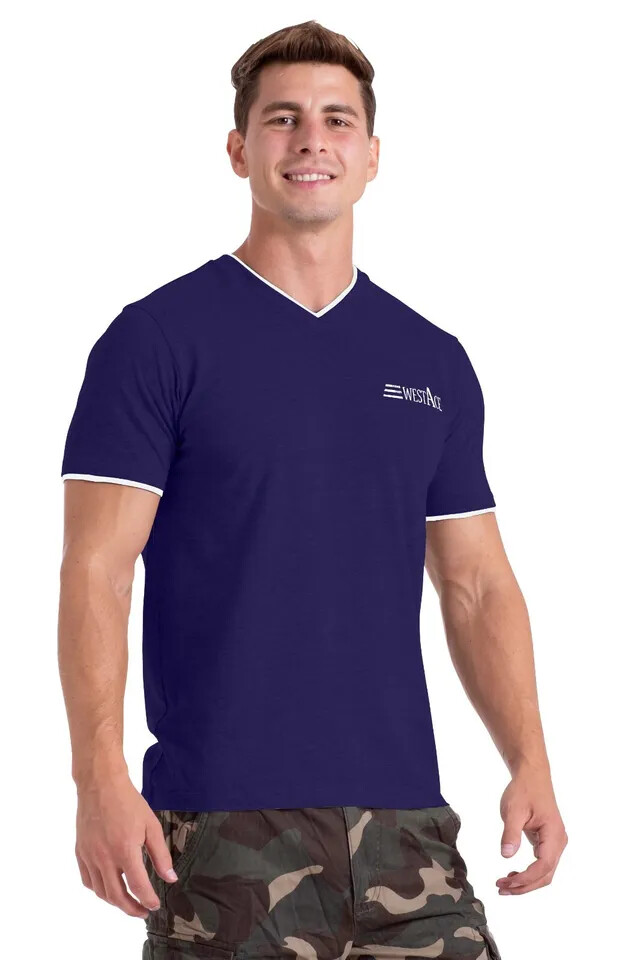 westAce MENS CASUAL V NECK T SHIRT SHORT SLEEVE SHIRTS HEAVYWEIGHT TEE gallery