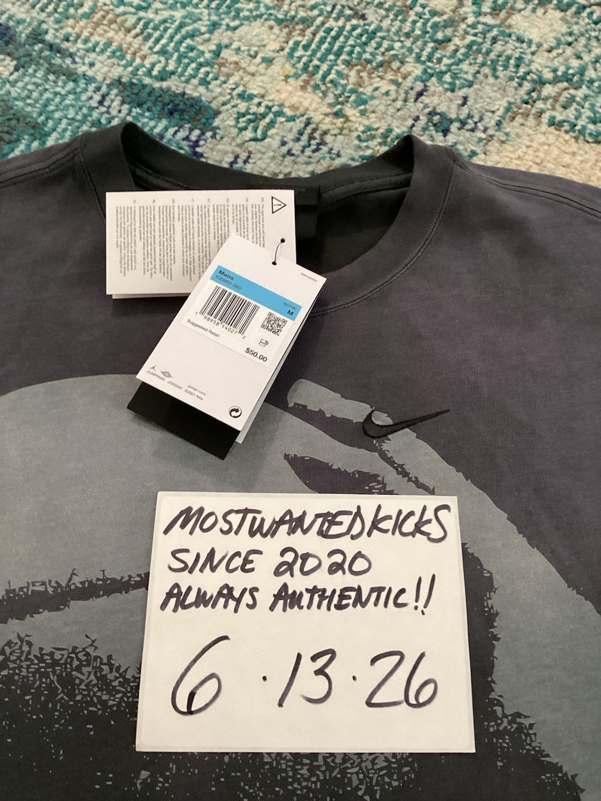 NWT Nike Air Jordan Shooting Graphic Anthracite Loose Fit T-Shirt Men’s Sz M gallery