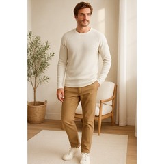 Faherty Mens Cloud Cotton Waffle Crew XXL Ivory Heather Thermal Shirt NWT
