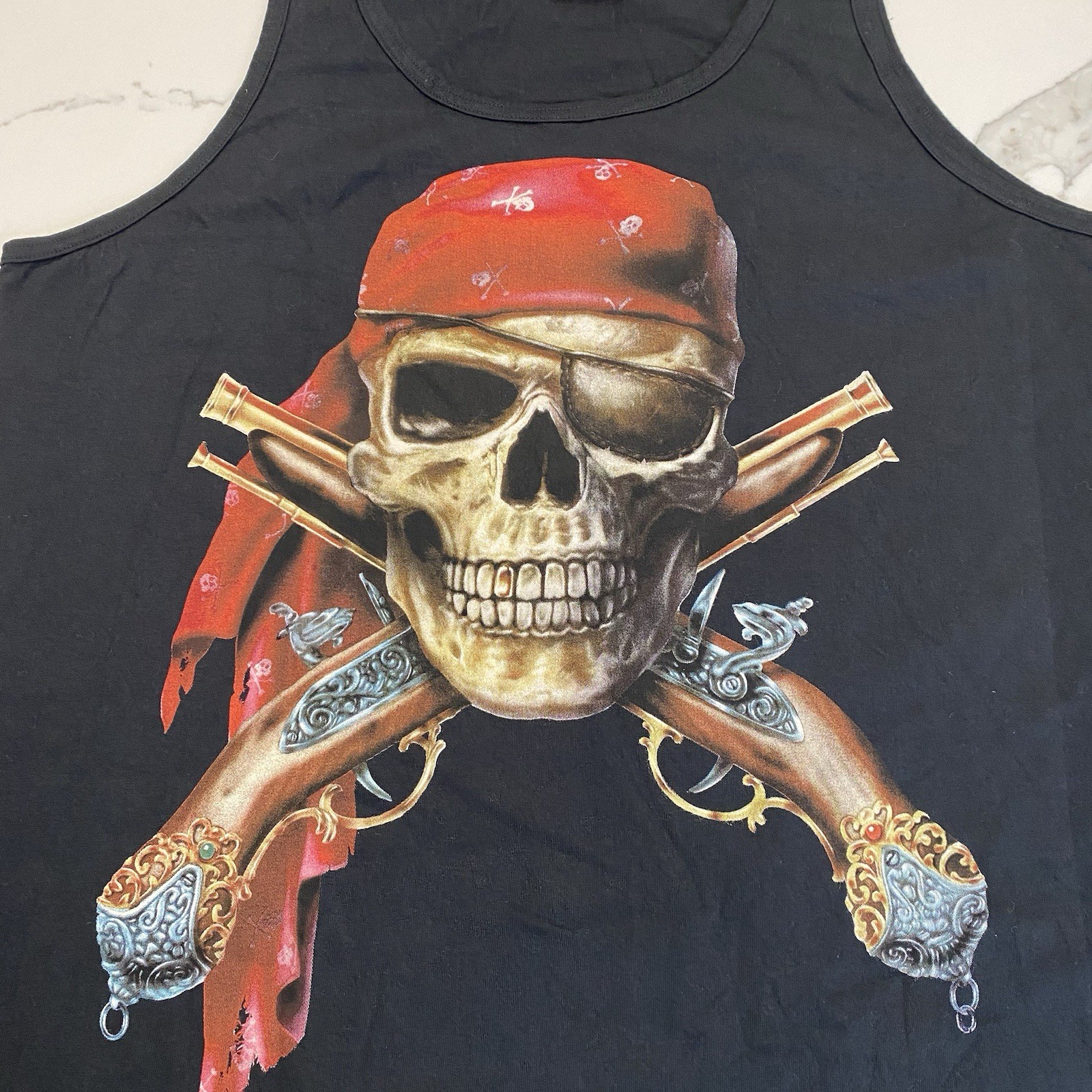 Vintage The Mountain Tank Top Mens 2XL Black Pirate Skull Sleeveless Cotton New gallery