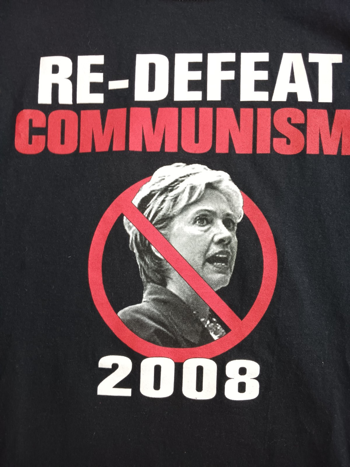 Vintage Hillary Clinton T Shirt Mens Large Black Defeat Communism 2008