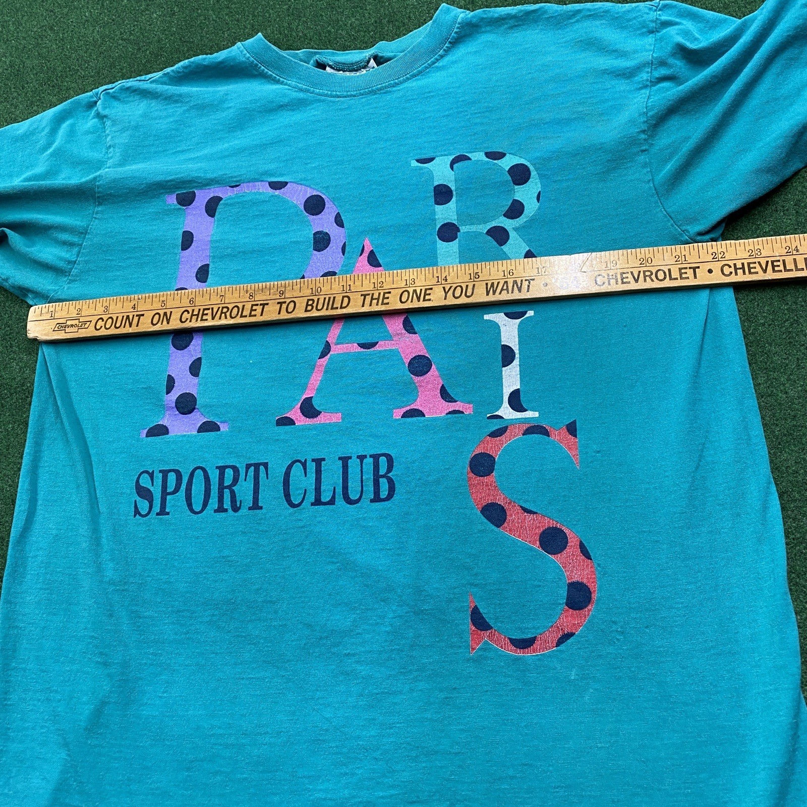Vintage Paris Sports Club Shirt Mens Large Blue 80S 90S Polka Dot Logo Tee gallery