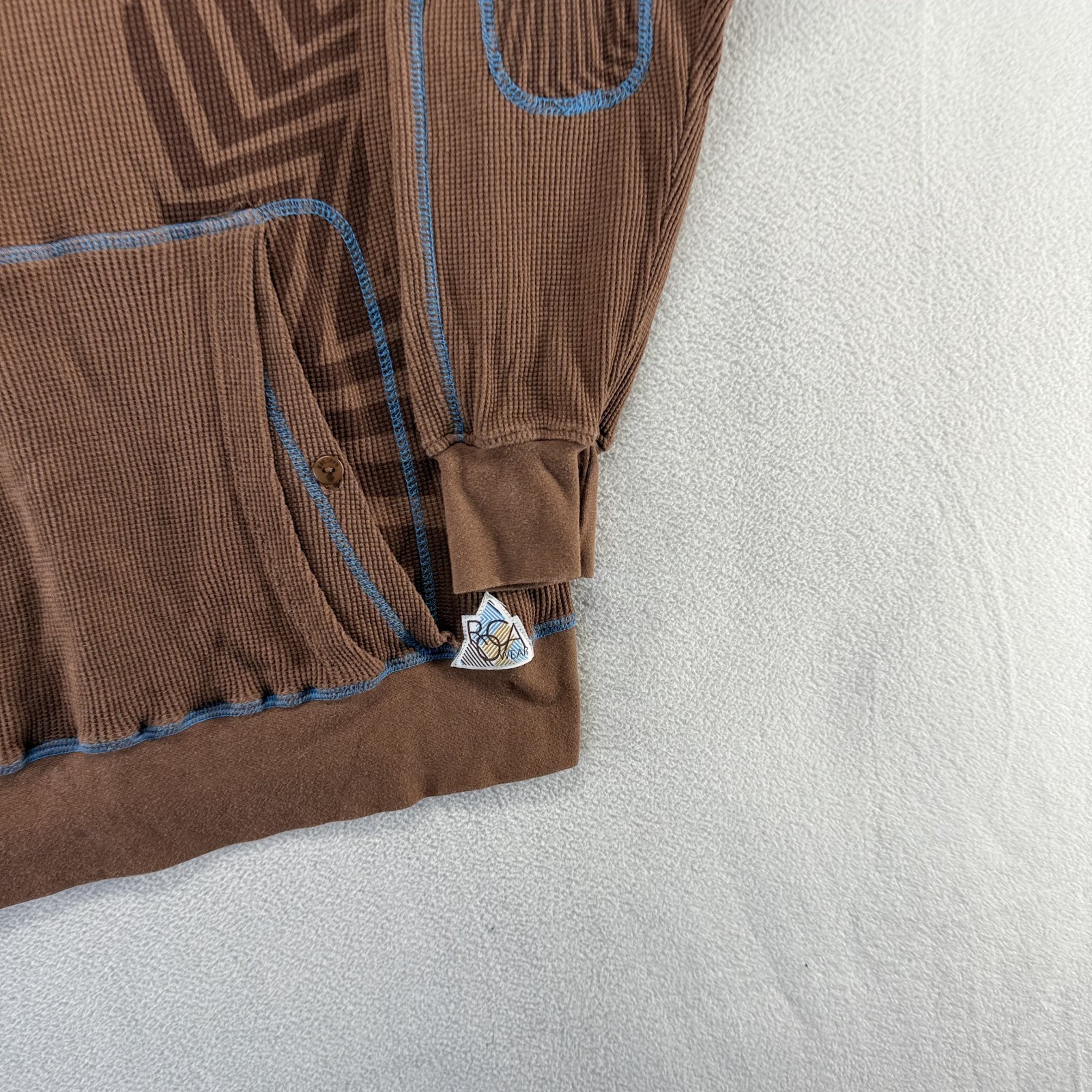 Vintage Rocawear Shirt Men's Large Brown Thermal Waffle Spellout Kangaroo Pocket gallery