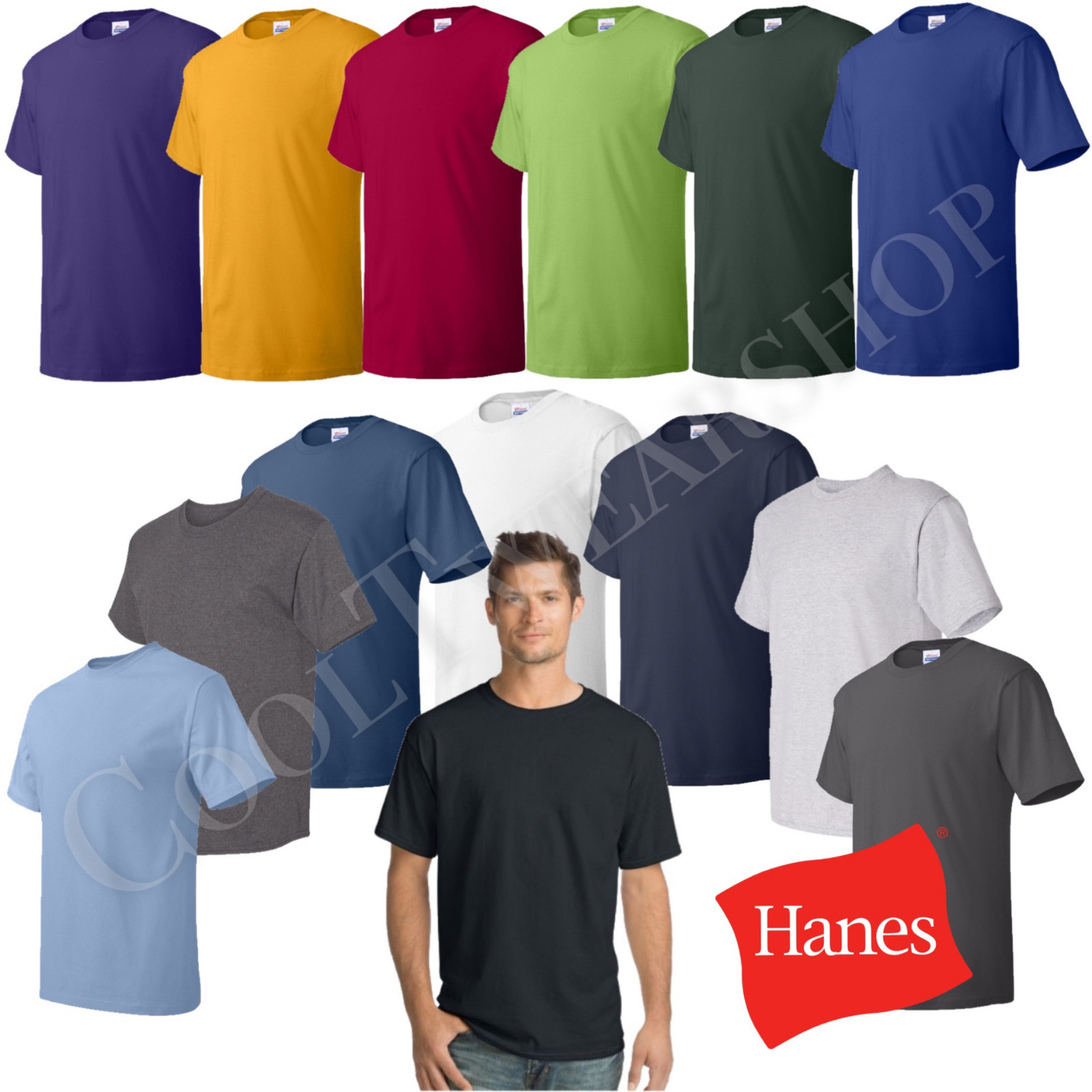 Hanes Comfortsoft Men Crewneck Short Sleeves Plain Cotton T-Shirt O5280 (4-pack) gallery