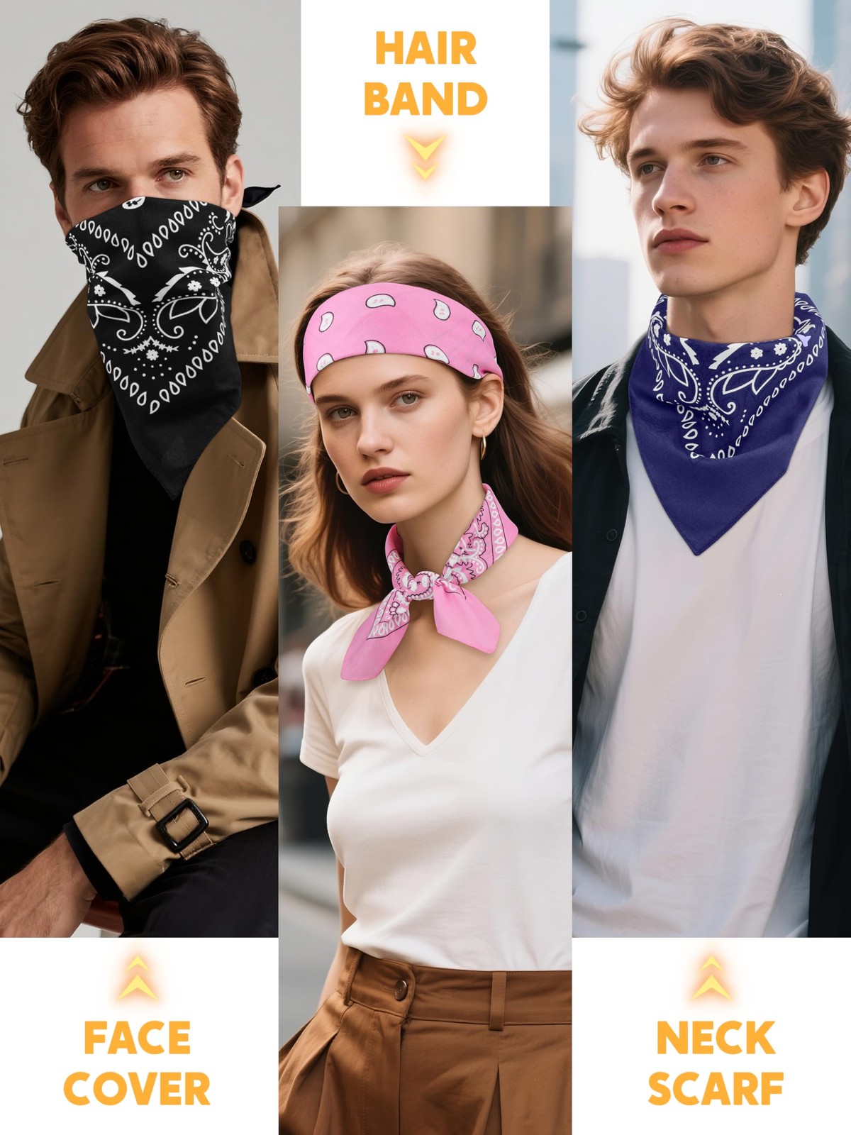 12 Pack Novelty Bandanas Paisley Print Cowboy Bandana Handkerchiefs, Assorted... gallery