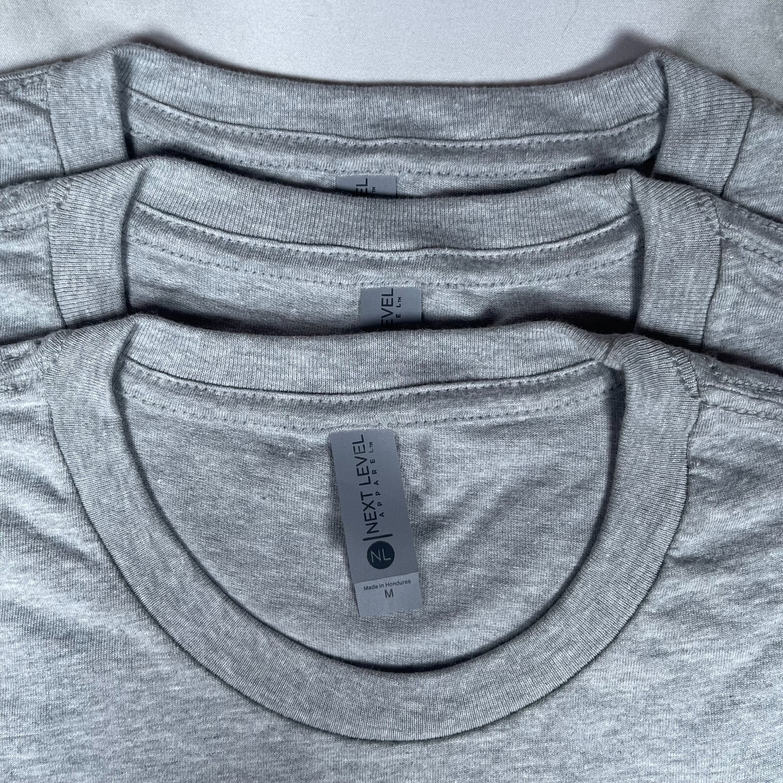 Lot of 3 Next Level Unisex Premium Gray TShirts Plain Super Soft US Size M gallery