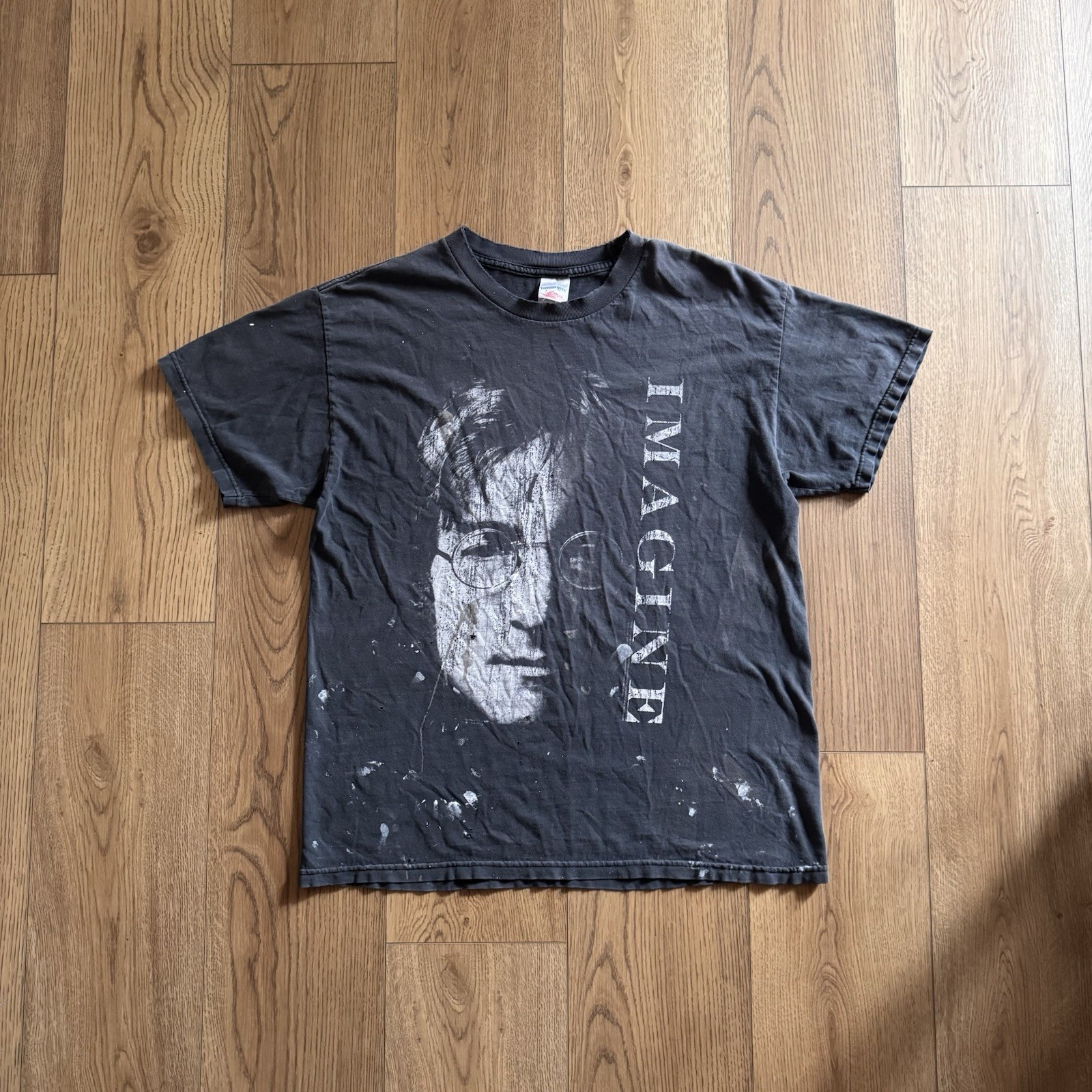 Vintage Hong Lennon Imagine Painter Faded Black Mens Large Shirt Y2K Beatles gallery