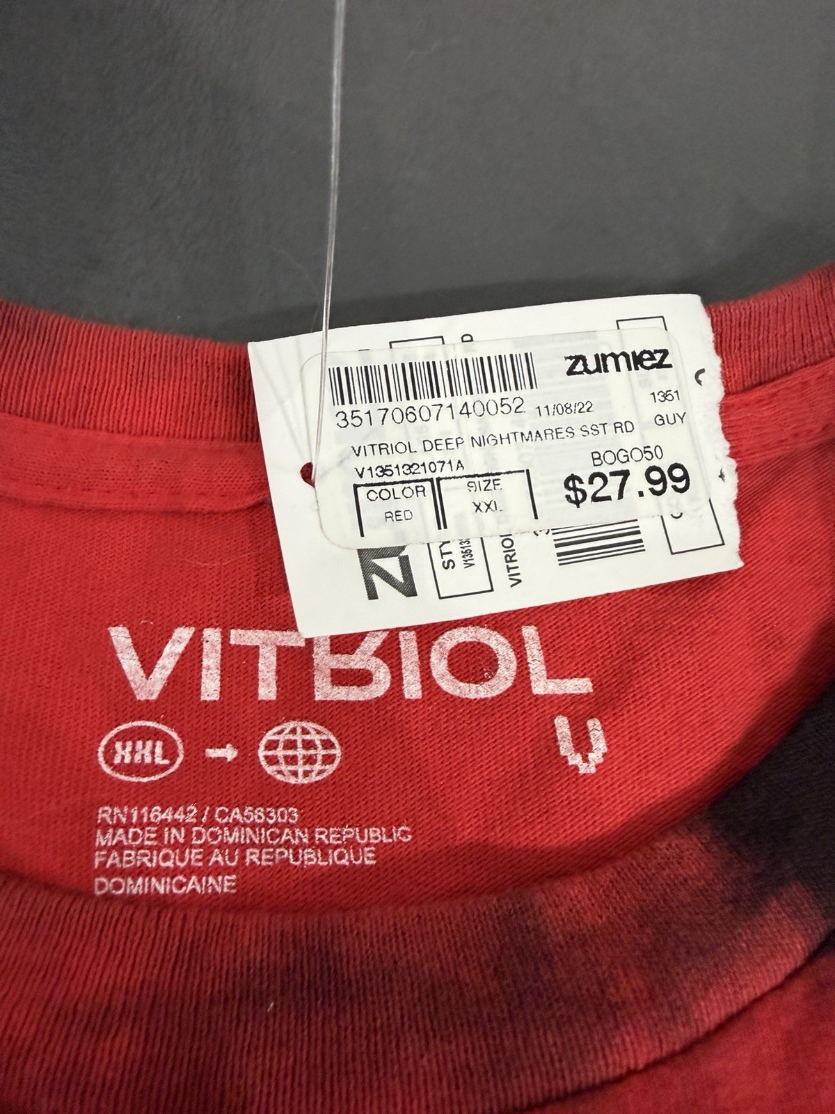 Vitriol Shirt Mens XXL Red Black Anime Deep Nightmares Stay Awake Tie Dye gallery