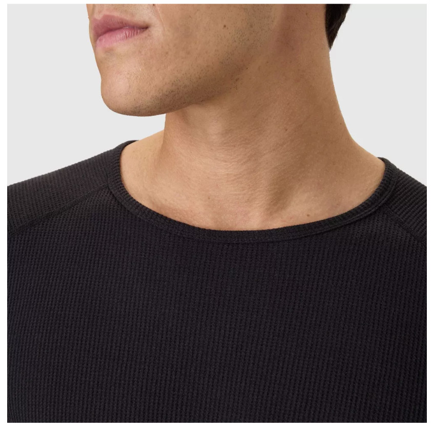 Hanes Men’s Waffle Knit Thermal Long Sleeve Shirt Black gallery