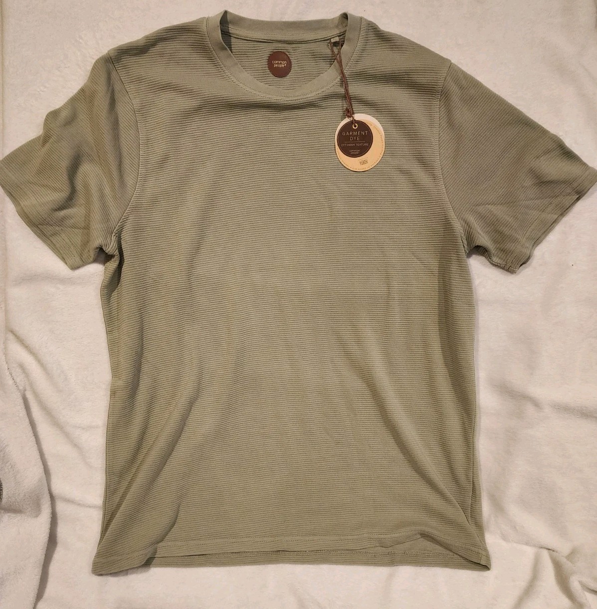 Common People Mens Ottoman Tee T-Shirt Washed Green Size Large Cotton