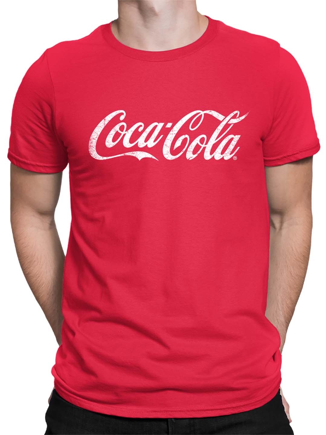 Coca-Cola Official Licensed Classic Logo Distressed Design Men's T-shirt gallery