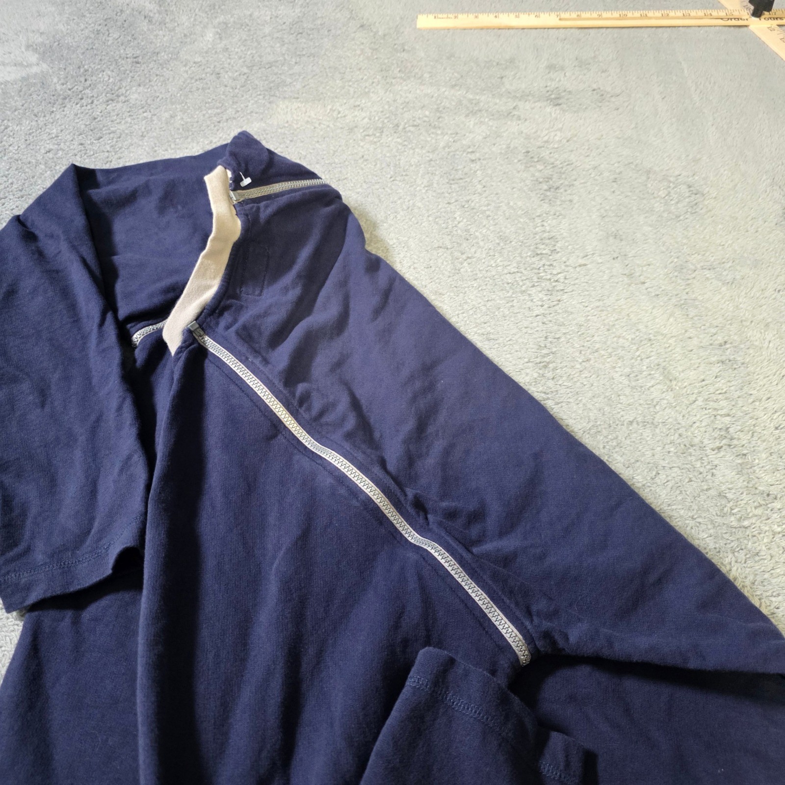 CXS21 Mens XL Long Sleeve Pullover Navy Blue Dual Zipper Mesh Shoulder Raglan gallery