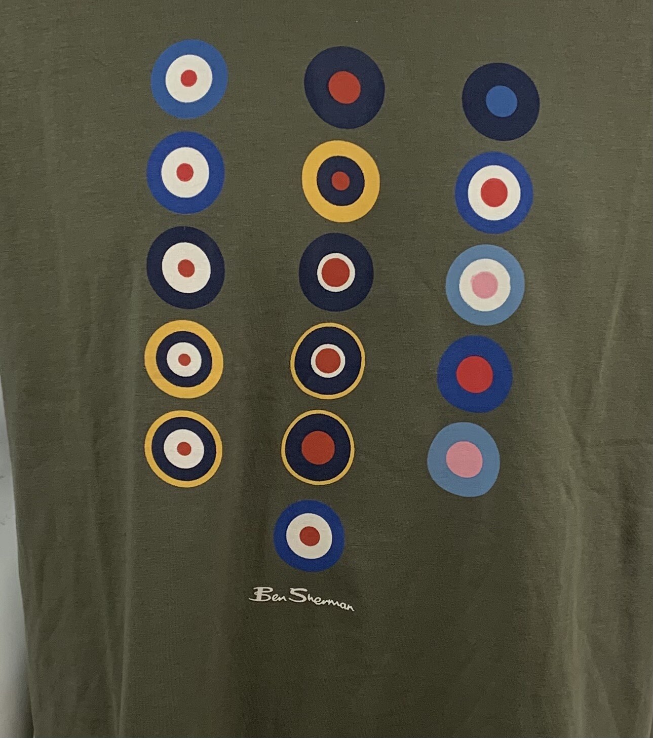 Ben Sherman British MOD Style Olive Cotton / Spandex Graphic T-Shirt Medium gallery