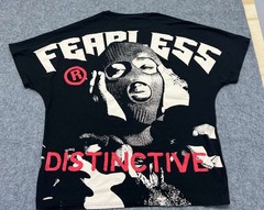 Men’s XL Black Graphic Tee Fearless Print Drop Shoulder Streetwear T Shirt