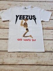 NEW-YEEZUS – SKELETON – GOD WANTS YOU – WHITE T-SHIRT